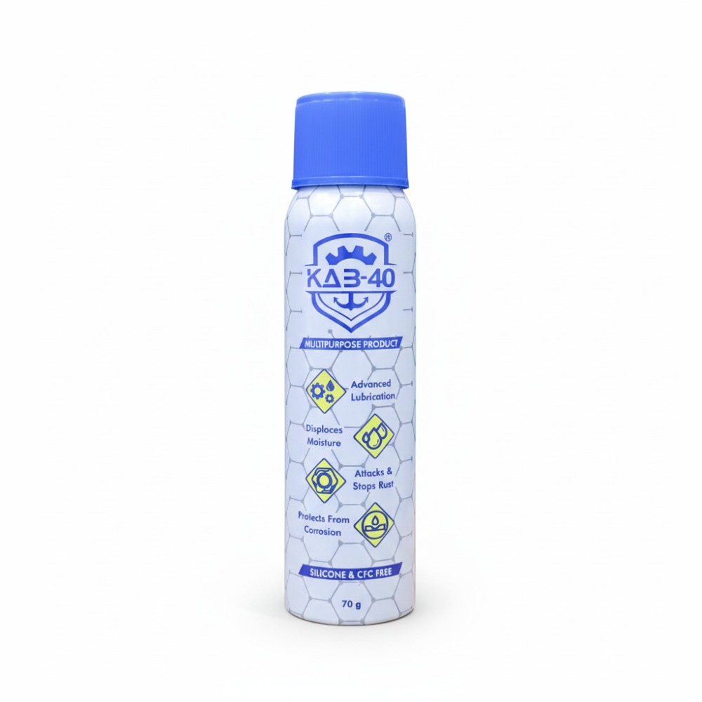 KAB-40 (70g Silver) Multi-Purpose Lubricant Spray with Smart Applicator | Rust Protection & Moisture Displacement